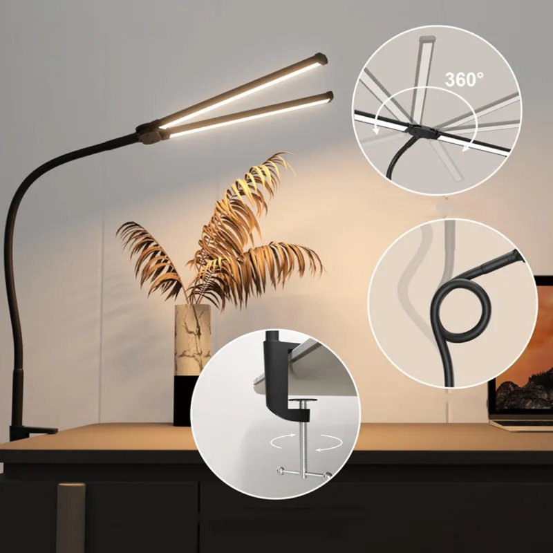 Double-Headed Desk Lamp for Eye Protection and High Brightness